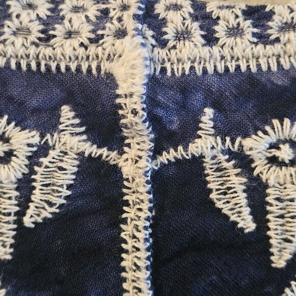 Blue & White Embroidered Tie-Front Kimono Cardigan  One Size  100% Viscose - Picture 6 of 13